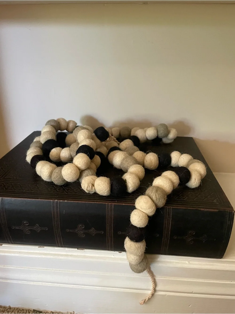Wool Felt Black, White, Grey Pom Pom Garland